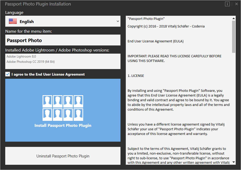 Passport Photo Plugin Installation