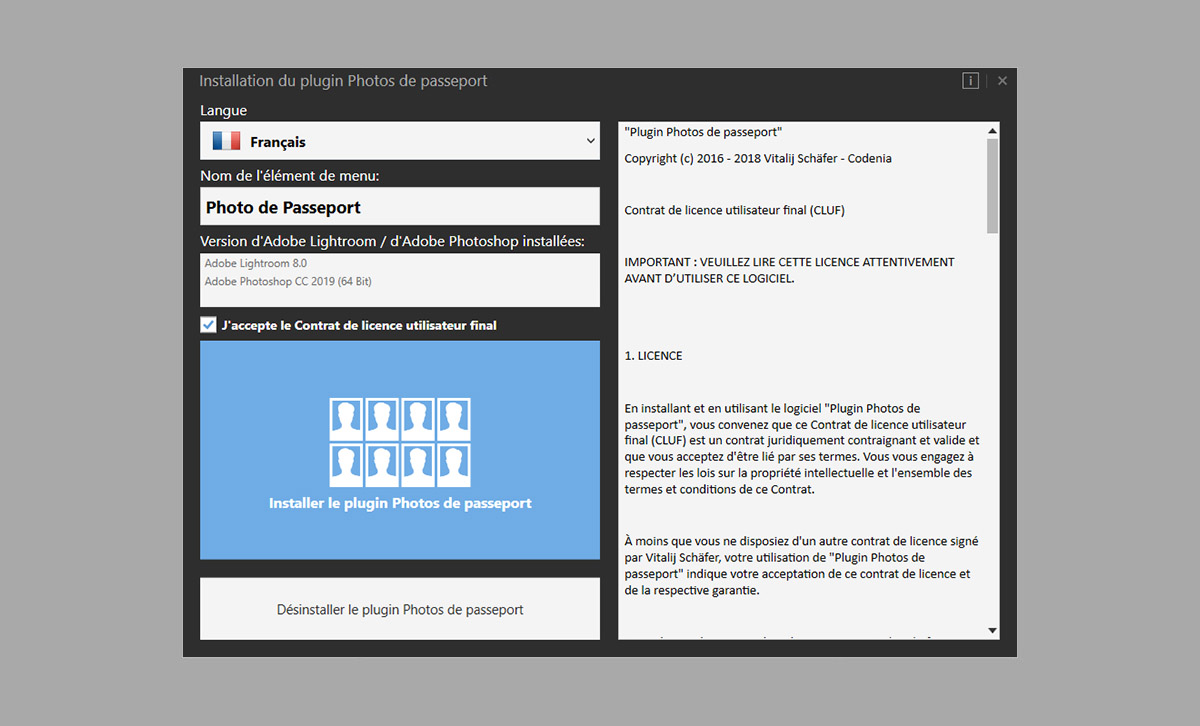 Installation du plugin Photos de passeport