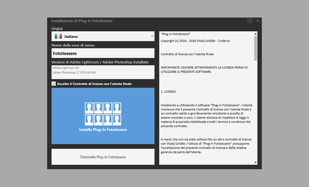 Installazione di Plug-in Fototessere